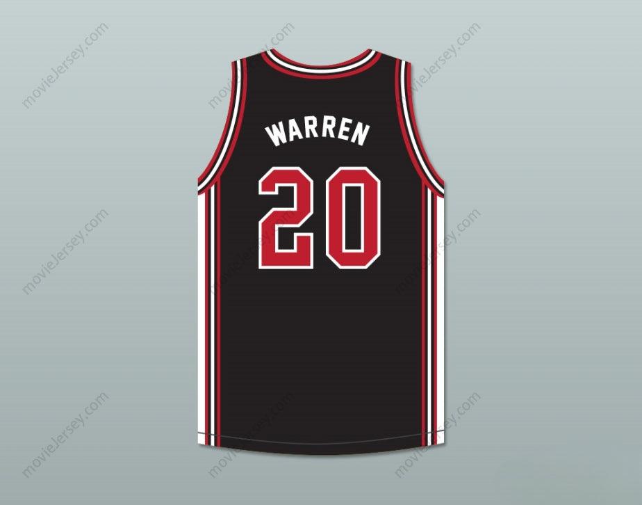 CAMISETA DE BALONCESTO NEGRA PERSONALIZADA CON NOMBRE NÚMERO MILTON WARREN 20 EN CASA Cosida S-6XL