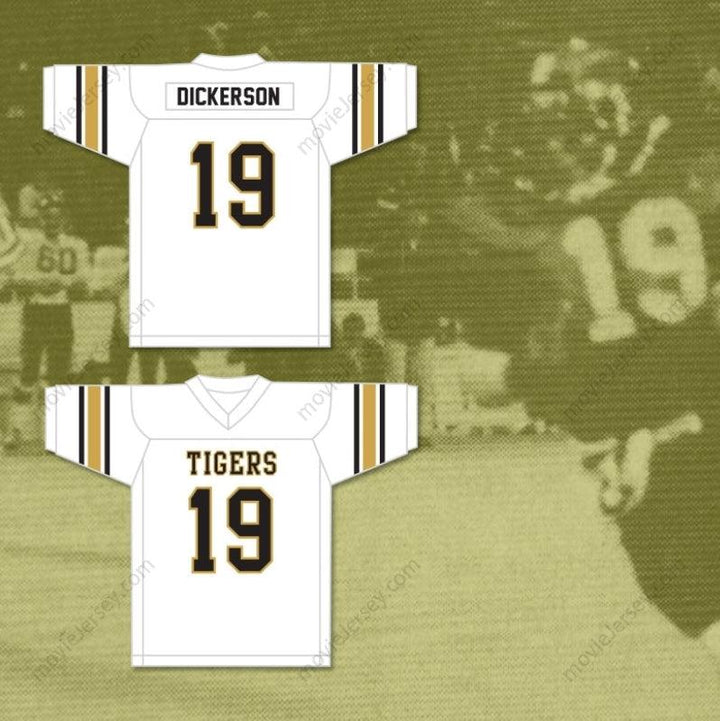 PERSONALIZA Cualquier Nombre Número ERIC DICKERSON 19 SEALY HIGH SCHOOL TIGERS JERSEY DE FÚTBOL BLANCO Cosido S-6XL