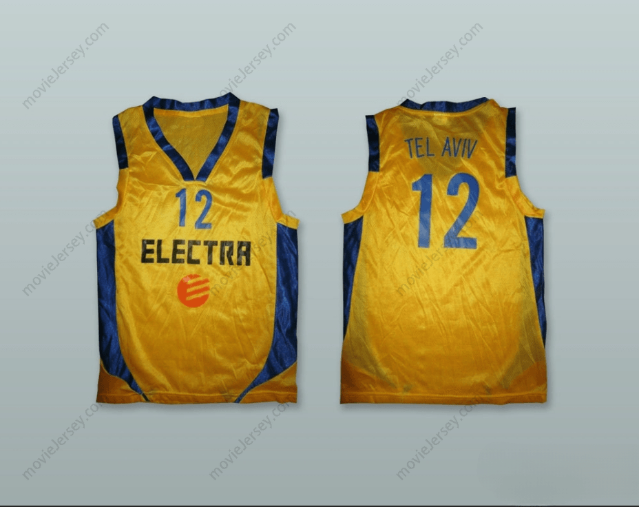 PERSONALIZA Cualquier Nombre Número MAZABI ELECTRA TEL AVIV ISRAEL 12 DORADO CAMISETA BALONCESTO Cosido S-6XL