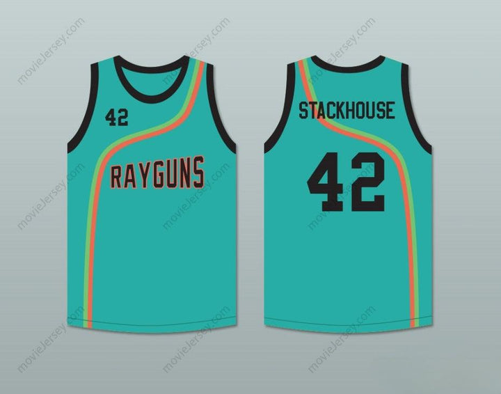 CUSTOM ANY Name Number JERRY STACKHOUSE 42 ROSWELL RAYGUNS TEAL BASKETBALL JERSEY Top Stitched S-6XL