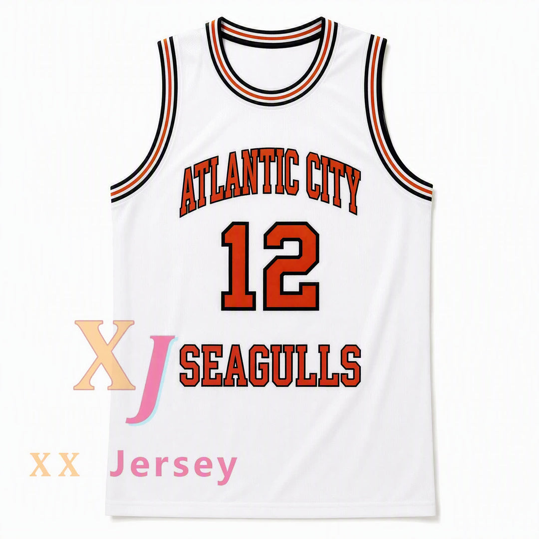 CUSTOM ANY Name Number R KELLY 12 ATLANTIC CITY SEAGULLS BASKETBALL JERSEY USBL White Stitched S-6XL