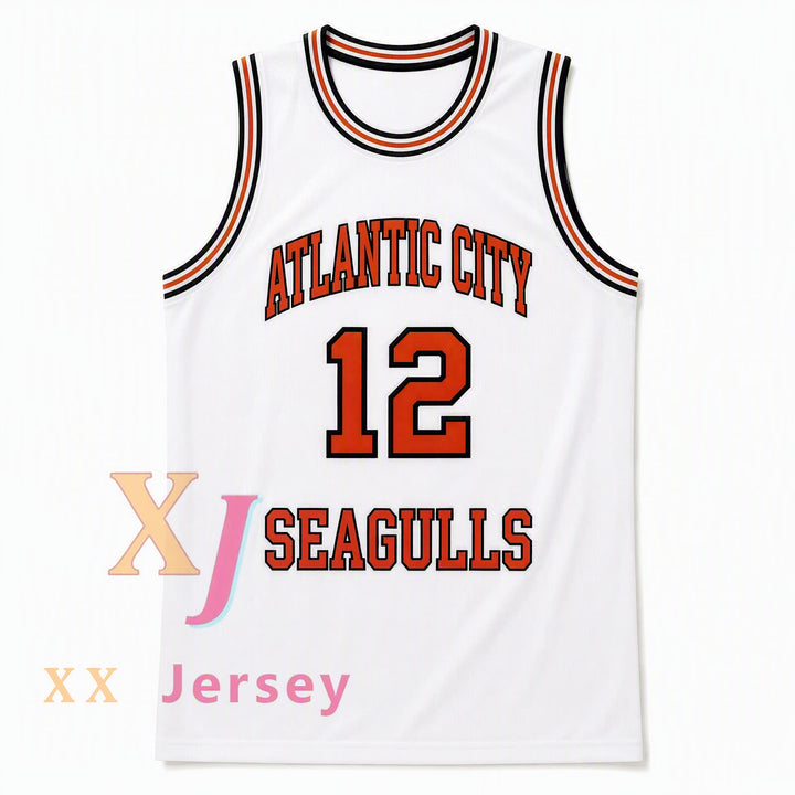 CUSTOM ANY Name Number R KELLY 12 ATLANTIC CITY SEAGULLS BASKETBALL JERSEY USBL White Stitched S-6XL