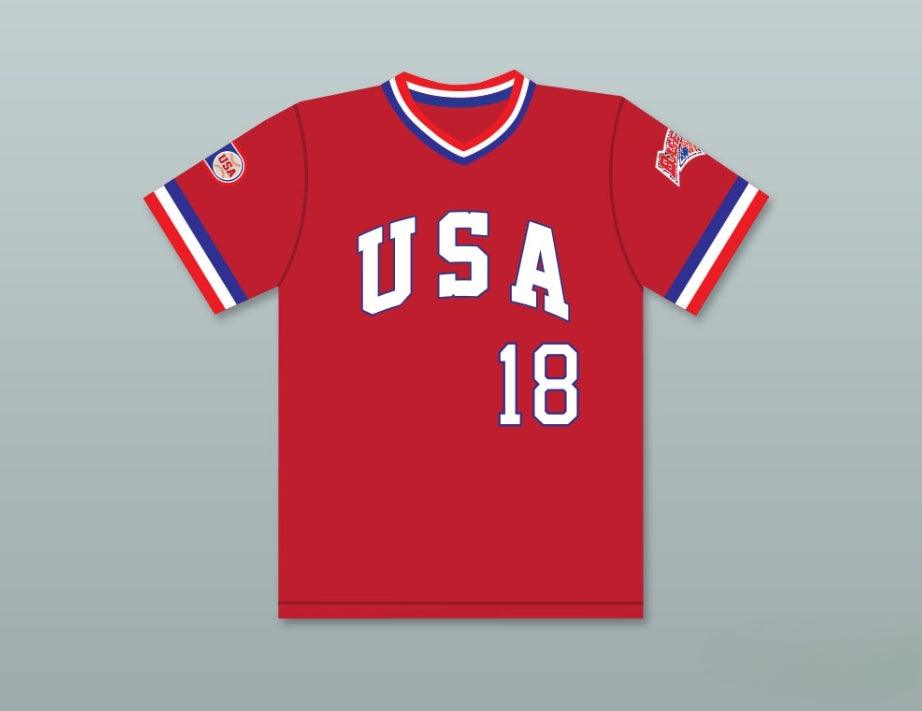 Camiseta de béisbol con nombre y número personalizados JOHN HOOVER 18 1984 USA TEAM, cosida, talla S-6XL