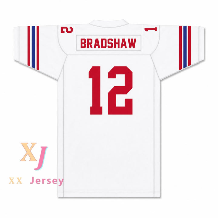CAMISETA DE FÚTBOL BLANCA DE LOS KNIGHTS DE TERRY BRADSHAW 12 DE SECUNDARIA PERSONALIZADA Todas las tallas S-6XL
