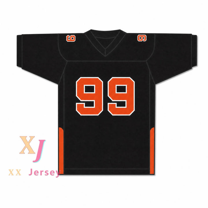 CAMISETA DE FÚTBOL DORGHU 99 ORC FOGTEETH, NEGRO/NARANJA, CON PARCHES PERSONALIZADOS Y DOBLE COSTURA, TALLAS S-6XL