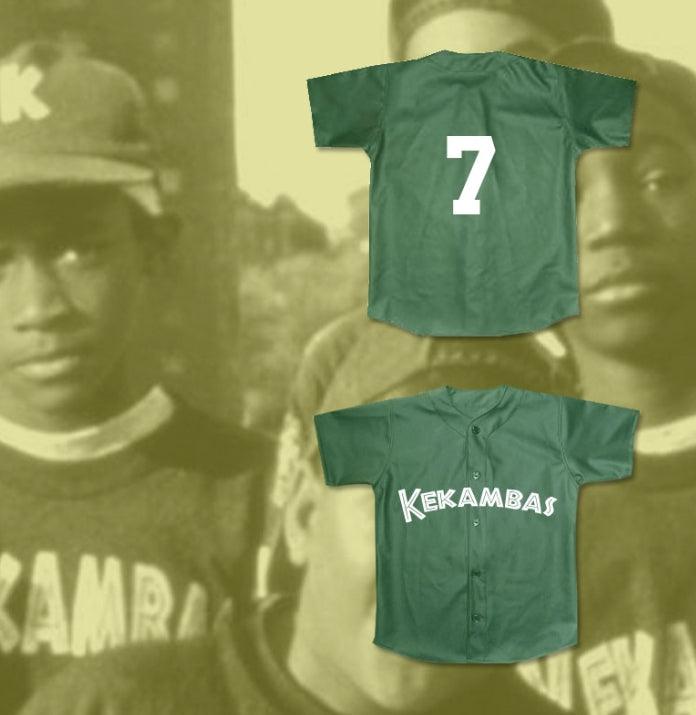 Camiseta de béisbol personalizada con cualquier nombre y número ANDRE 7 KEKAMBAS HARDBALL VERDE OSCURO con costura superior S-6XL