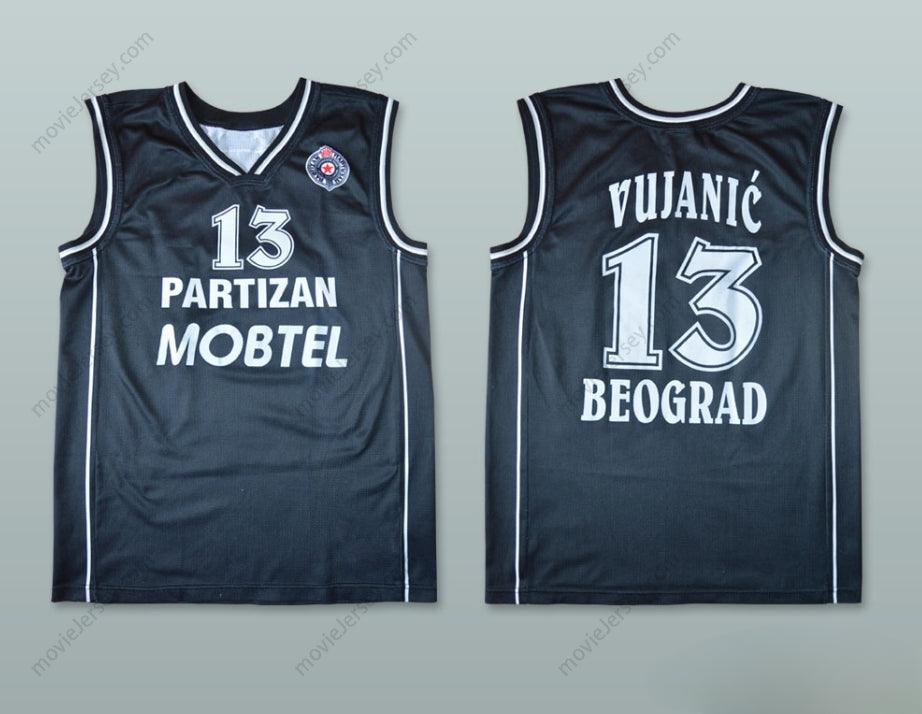 CUSTOM ANY Name Number MILOS VUJANIC 13 KK PARTIZAN BELGRADE BASKETBALL JERSEY  Top Stitched S-6XL