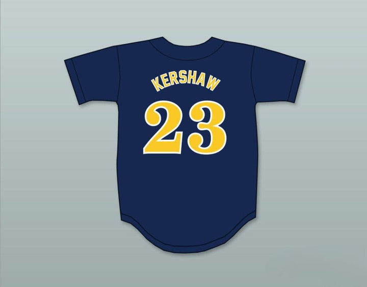 Personalizado Cualquier Nombre Número CLAYTON KERSHAW 23 HIGHLAND PARK HIGH SCHOOL SCOTS CAMISETA DE BÉISBOL AZUL MARINO 4 Costuras Superiores S-6XL