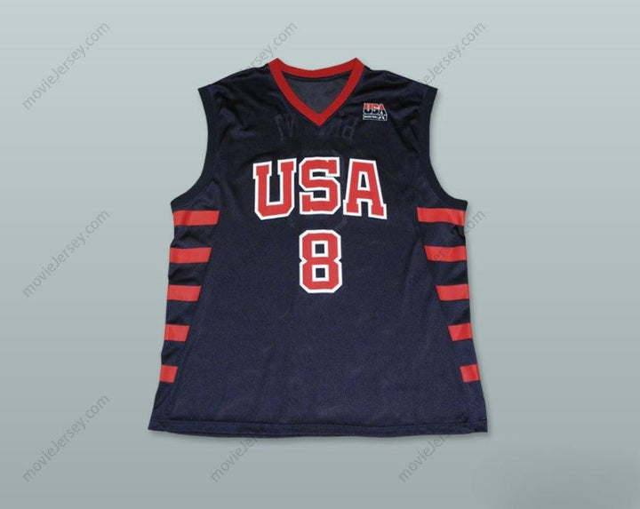 PERSONALIZA Cualquier Nombre Número BRYANT 8 EQUIPO EE. UU. AZUL OSCURO CAMISETA DE BALONCESTO Cosido S-6XL