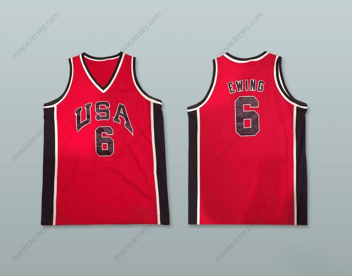 CUSTOM ANY Name Number PATRICK EWING 6 USA RED BASKETBALL JERSEY Top Stitched S-6XL