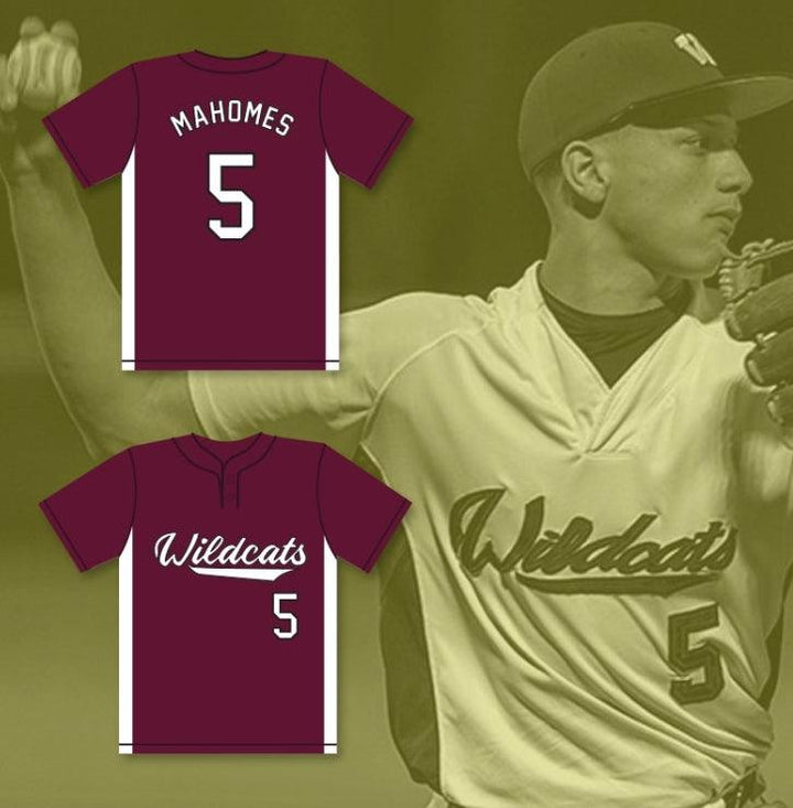 Camiseta de béisbol granate de los WILDCATS DE WHITEHOUSE HIGH SCHOOL de PATRICK MAHOMES 5, con cualquier nombre y número personalizados, 2 costuras, tallas S-6XL