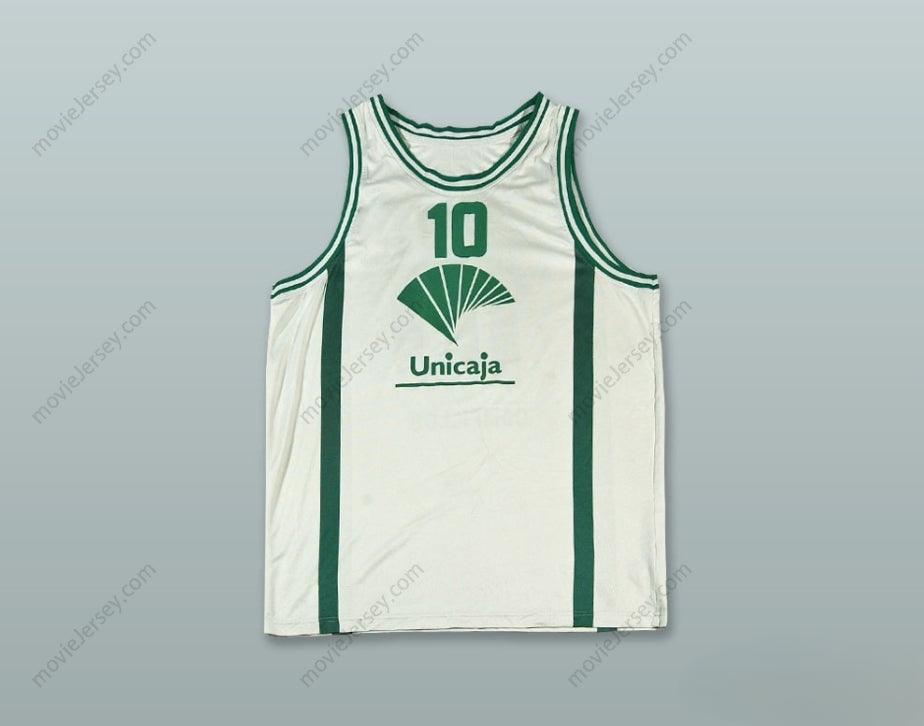 PERSONALIZA CUALQUIER Nombre Número UNICAJA BALONCESTO MÁLAGA ESPAÑA 10 CAMISETA DE BALONCESTO BLANCA Parte Superior Cosida S-6XL