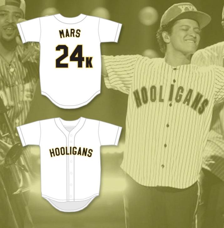Camiseta de béisbol blanca BRUNO MARS 24K HOOLIGANS personalizada con cualquier nombre y número, BET AWARDS, con costuras superiores S-6XL