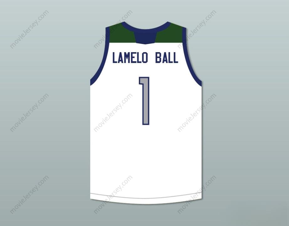 CAMISETA DE BALONCESTO BLANCA CHINO HILLS HUSKIES PERSONALIZADA CON CUALQUIER NOMBRE Y NÚMERO LAMELO BALL 1 CON PARCHE Y PESPUNTES Tallas S-6XL