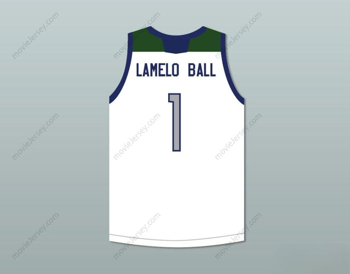 CAMISETA DE BALONCESTO BLANCA CHINO HILLS HUSKIES PERSONALIZADA CON CUALQUIER NOMBRE Y NÚMERO LAMELO BALL 1 CON PARCHE Y PESPUNTES Tallas S-6XL