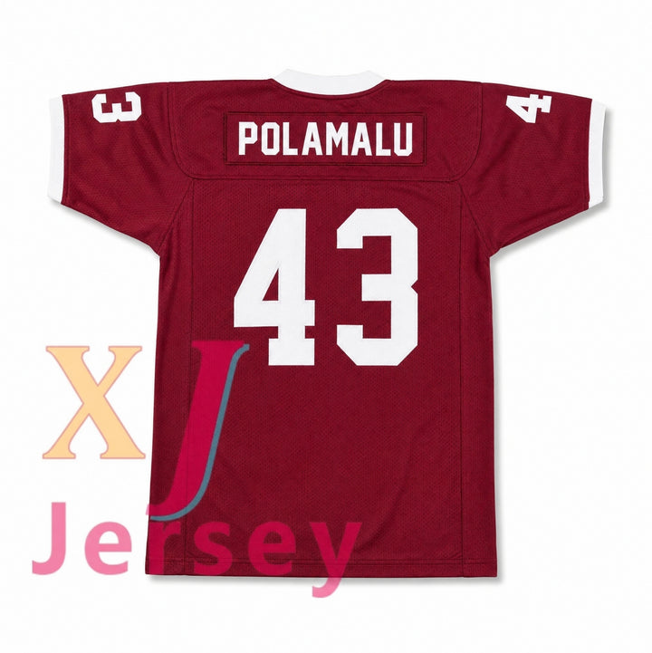 TROY POLAMALU 43 DOUGLAS HIGH SCHOOL TROJANS GRAY/RED Football Jersey