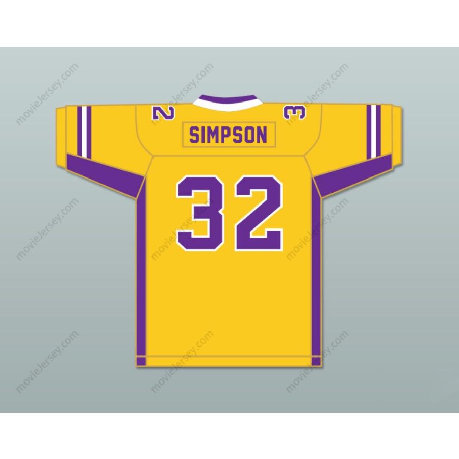 CUSTOM ANY Name Number OJ SIMPSON 32 GALILEO ACADEMY OF SCIENCE AND TECHNOLOGY LIONS YELLOW GOLD FOOTBALL JERSEY Top Stitched S-6XL