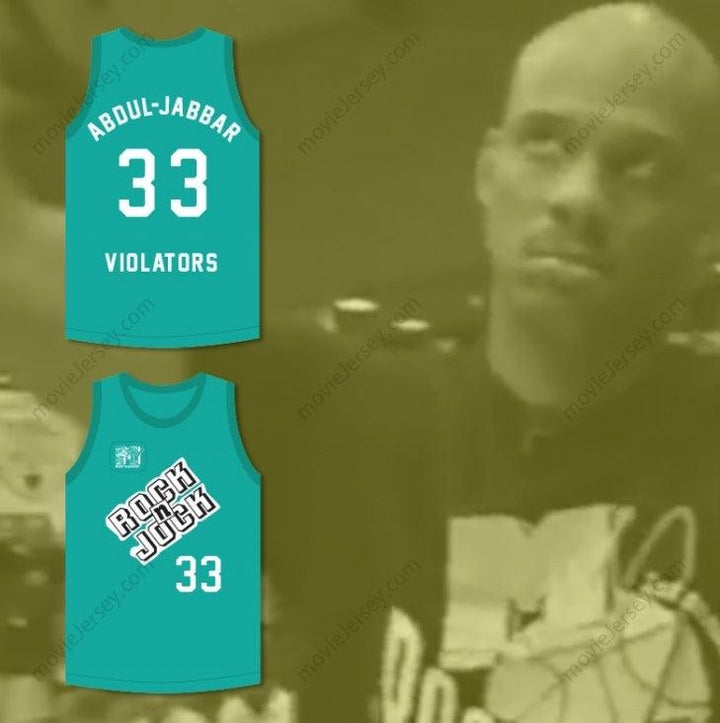 PERSONALIZA CUALQUIER Nombre Número KAREEM ABDUL-JABBAR 33 VIOLATORS CAMISETA BALONCESTO 3ER ANUAL ROCK N' JOCK B-BALL JAM 1993 Cosido Superior S-6XL
