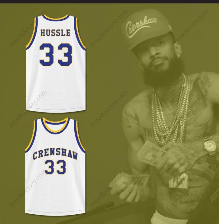 PERSONALIZA CUALQUIER Nombre Número NIPSEY HUSSLE 33 CRENSHAW HIGH SCHOOL CAMISETA DE BALONCESTO BLANCA Coseada S-6XL