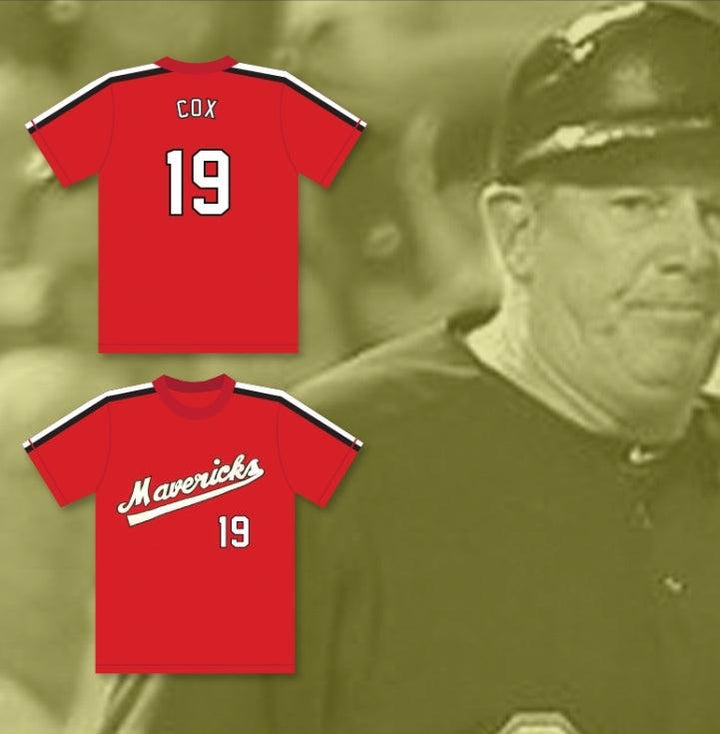 Camiseta de béisbol ROJA con el nombre y número personalizados que quieras JOE COX 19 THE BATTERED BASTARDS OF BASEBALL, costura superior, tallas S-6XL