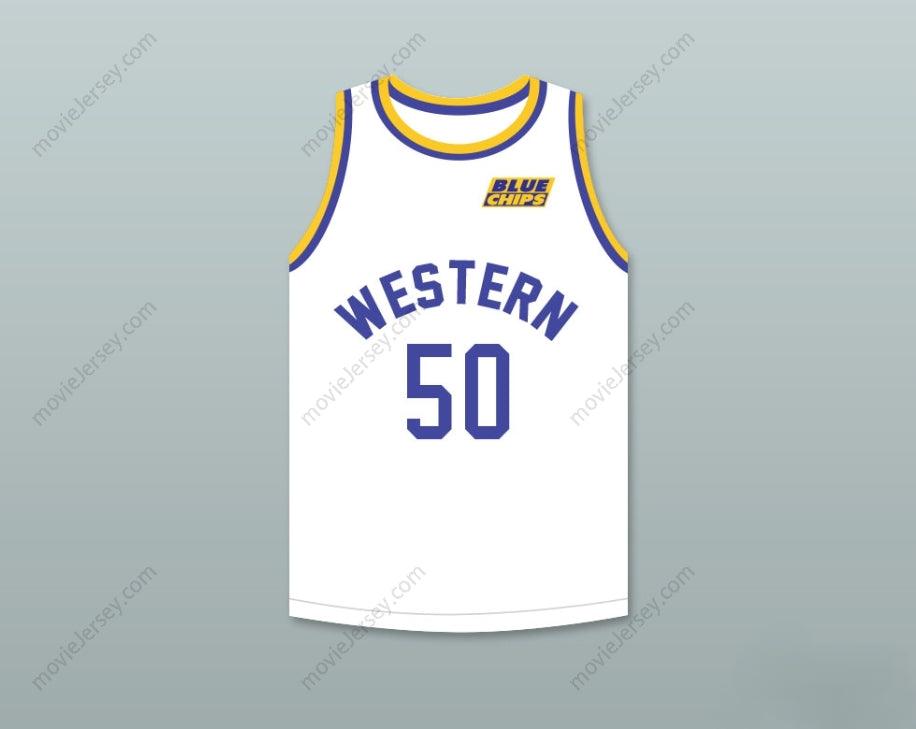 PERSONALIZA Cualquier Nombre Número SHAQ NEON BOUDEAUX 50 CAMISETA DE BALONCESTO BLANCA CON PARCHE DE BLUE CHIPS Costura Superior S-6XL