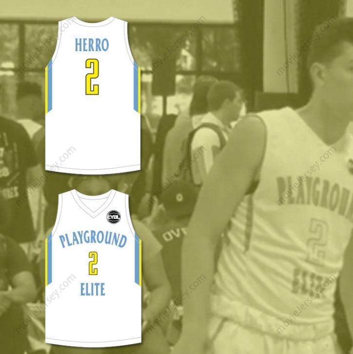 PERSONALIZA Cualquier Nombre Número TYLER HERRO 2 PLAYGROUND ELITE AAU CAMISETA BALONCESTO BLANCA CON PARCHE Costuras Superiores S-6XL