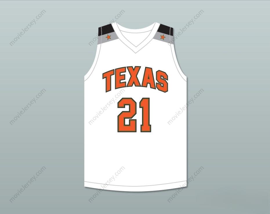 CUSTOM ANY Name Number ALEX CARUSO 21 TEXAS D1 AMBASSADORS  WHITE BASKETBALL JERSEY 1 Top Stitched S-6XL