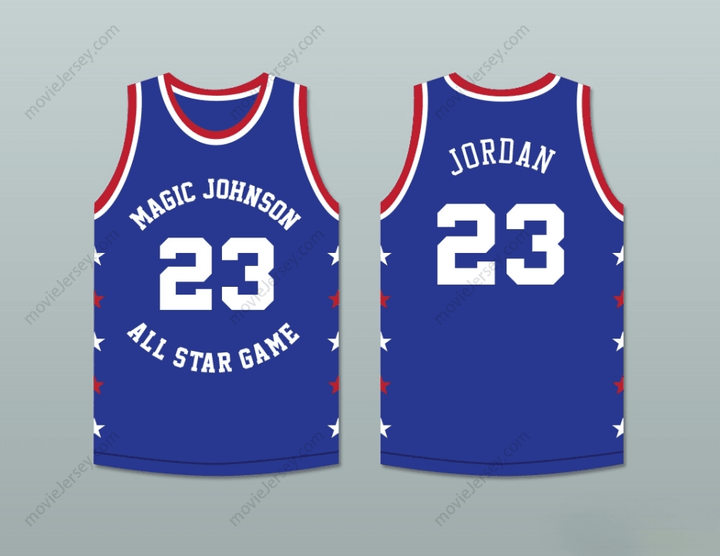 CUSTOM ANY Name Number MICHAEL  23 MAGIC JOHNSON ALL STAR GAME BLUE BASKETBALL JERSEY 1988 MIDSUMMER NIGHT'S MAGIC CHARITY EVENT Top Stitched S-6XL