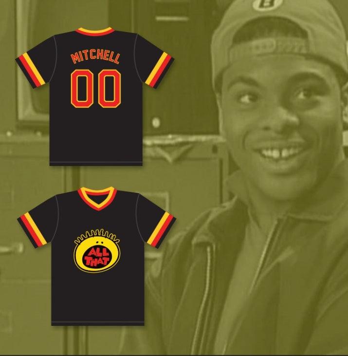 Camiseta de béisbol negra KEL MITCHELL 00 ALL THAT personalizada con cualquier nombre y número, 1 costura superior, tallas S-6XL
