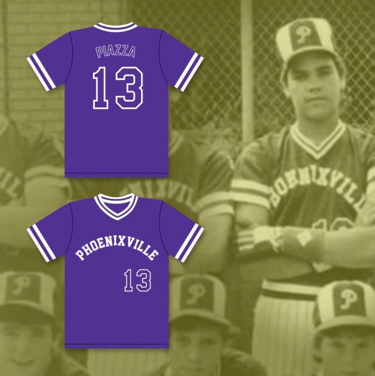 Camiseta de béisbol morada con el número 13 de MIKE PIAZZA y nombre personalizado del equipo de béisbol de secundaria PHANTOMS, 2 costuras dobles, tallas S-6XL