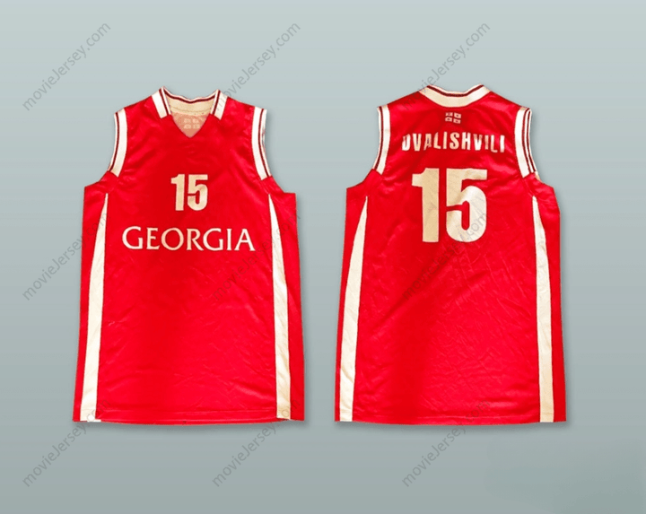 CUSTOM ANY Name Number DVALISHVILI 15 GEORGIA RED BASKETBALL JERSEY Top Stitched S-6XL