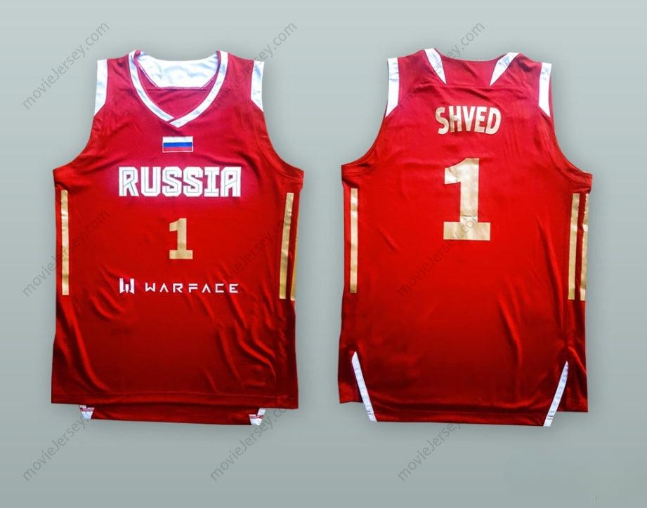 CUSTOM ANY Name Number ALEXEY SHVED 1 RUSSIA NATIONAL TEAM RED BASKETBALL JERSEY Top Stitched S-6XL