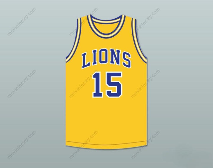 PERSONALIZADA Cualquier Nombre Número JEFF HORNACEK 15 LYONS TOWNSHIP HIGH SCHOOL LIONS CAMISETA DE BALONCESTO AMARILLO ORO 2 Top Cosido S-6XL