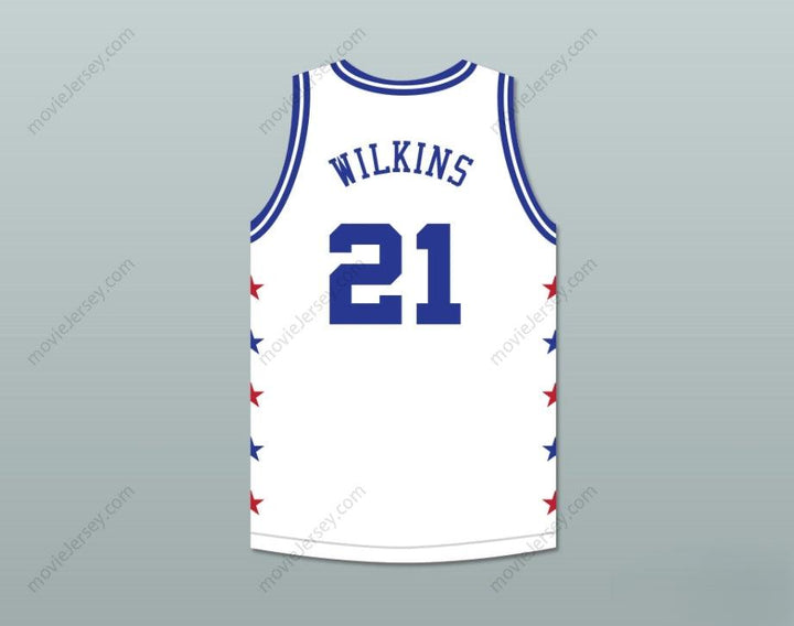 PERSONALIZA Cualquier Nombre Número DOMINIQUE WILKINS 21 MAGIC JOHNSON CAMISETA DE BALONCESTO BLANCA ALL STAR GAME 1988 EVENTO BENÉFICO MIDSUMMER NIGHT'S MAGIC Cosido Superior S-6XL