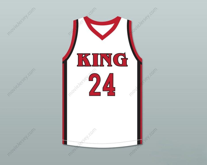 PERSONALIZA Cualquier Nombre Número KAWHI LEONARD 24 MARTIN LUTHER KING HIGH SCHOOL CAMISETA DE BALONCESTO BLANCA 1 Parte Superior Cosida S-6XL