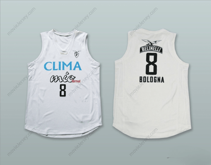 CUSTOM ANY Name Number FORTITUDO BOLOGNA 8 WHITE BASKETBALL JERSEY Top Stitched S-6XL