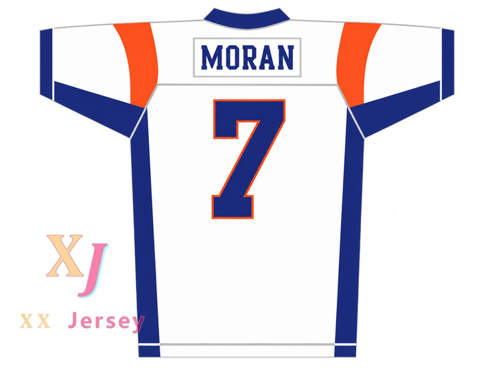 Custom Alex Moran 7 Blue Mountain State Goats White Football Jersey
