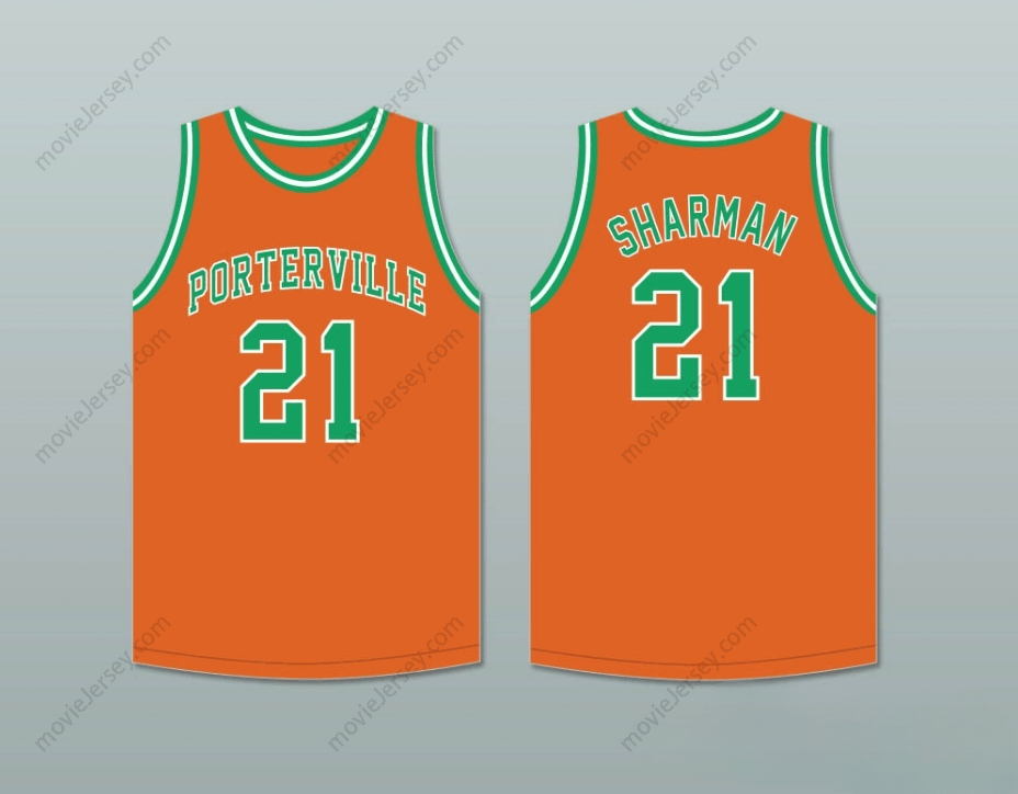 CUSTOM ANY Name Number BILL SHARMAN 21 PORTERVILLE HIGH SCHOOL PANTHERS ORANGE BASKETBALL JERSEY 2 Top Stitched S-6XL