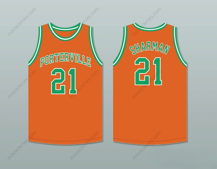 CUSTOM ANY Name Number BILL SHARMAN 21 PORTERVILLE HIGH SCHOOL PANTHERS ORANGE BASKETBALL JERSEY 2 Top Stitched S-6XL