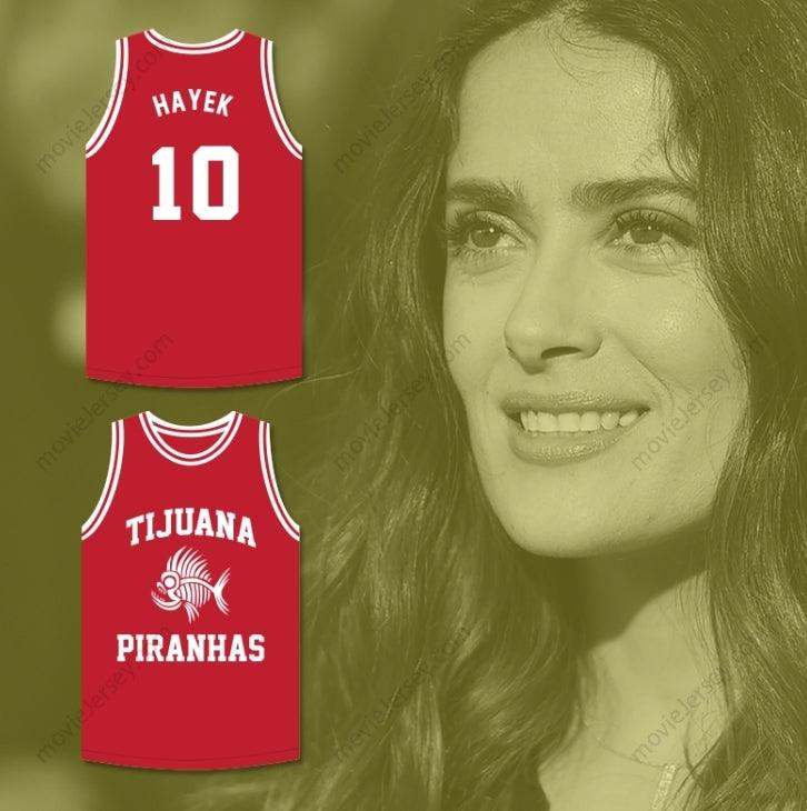 PERSONALIZA CUALQUIER Nombre Número SALMA HAYEK 10 TIJUANA PIRANHAS CAMISETA DE BALONCESTO ROJA EQUIPO DE EXPANSIÓN MEXICANO Cosido S-6XL