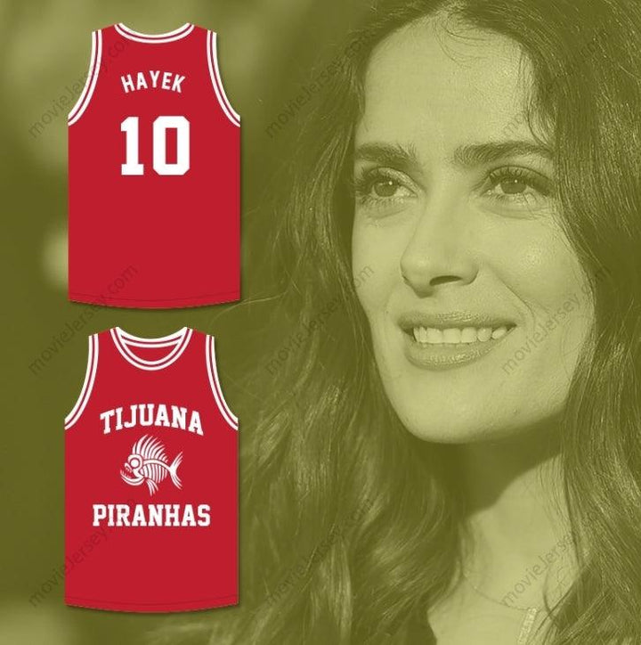 PERSONALIZA CUALQUIER Nombre Número SALMA HAYEK 10 TIJUANA PIRANHAS CAMISETA DE BALONCESTO ROJA EQUIPO DE EXPANSIÓN MEXICANO Cosido S-6XL