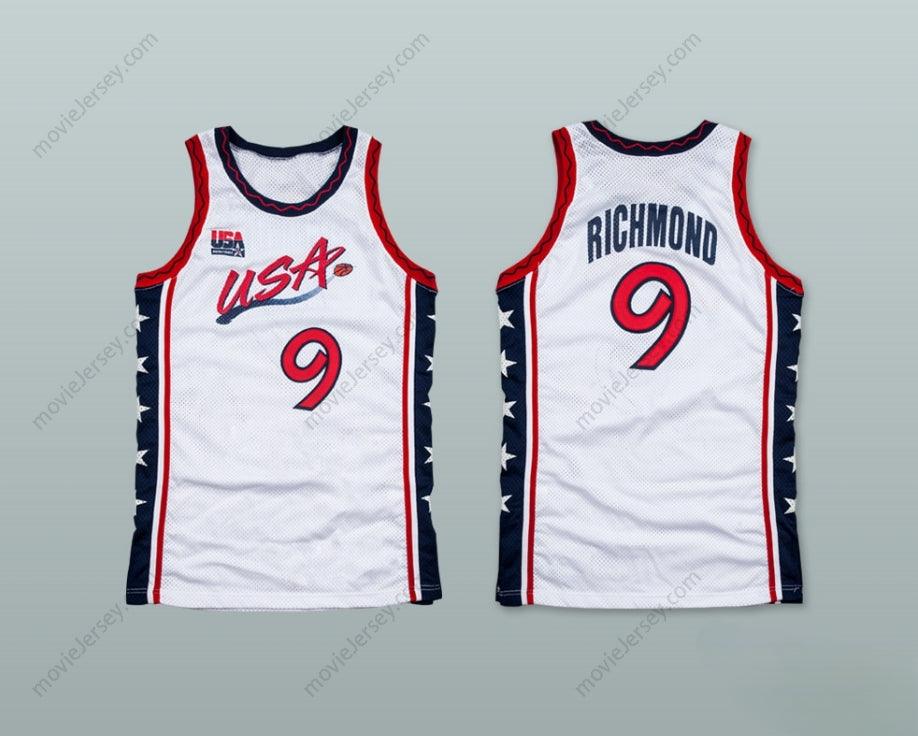 PERSONALIZA CUALQUIER Nombre Número 1996 MITCH RICHMOND 9 EQUIPO DE EE. UU. CAMISETA DE BALONCESTO LOCAL Cosida Tallas S-6XL