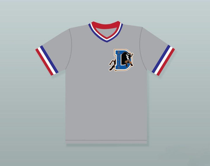 Camiseta de béisbol gris personalizada con cualquier nombre y número CRASH DAVIS 8 BULL, tallas S-6XL
