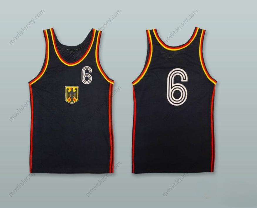 PERSONALIZAR Cualquier Nombre Número ALEMANIA 6 Camiseta Baloncesto Negra Cosida Tallas S-6XL
