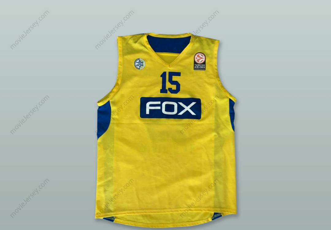 Custom Any Name Number Sylven Landesberg 15 Maccabi Tel Aviv Israel BC Yellow Basketball Jersey Top Stitched S-6XL