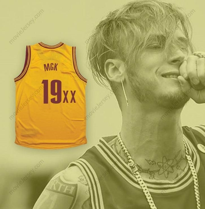 PERSONALIZADA Cualquier Nombre Número MGK 19XX Camiseta Baloncesto Amarilla Cosida S-6XL