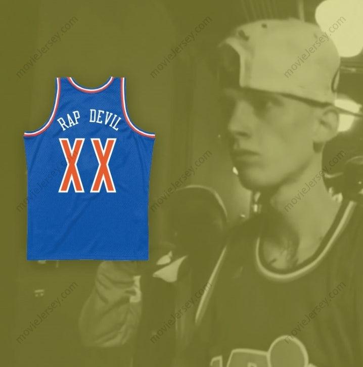 PERSONALIZA Cualquier Nombre Número MGK XX RAP DEVIL VIEJA ESCUELA AZUL CAMISETA BALONCESTO Cosida S-6XL