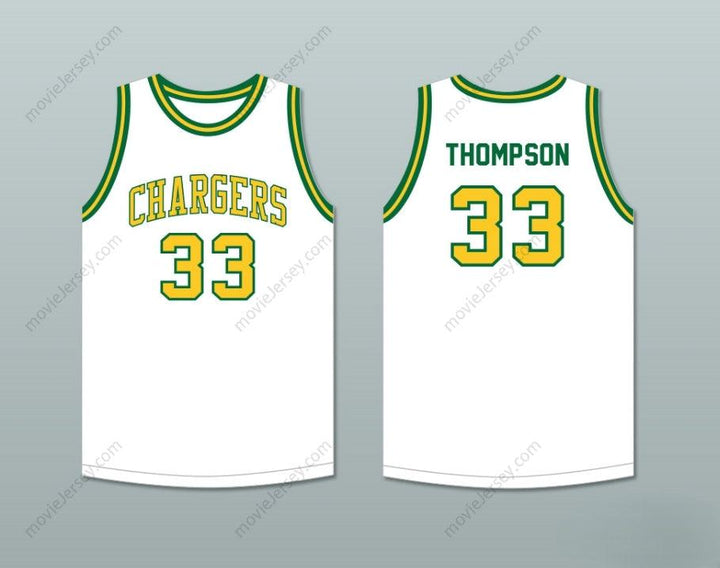PERSONALIZA CUALQUIER Nombre Número DAVID THOMPSON 33 CREST HIGH SCHOOL CHARGERS BLANCO CAMISETA DE BALONCESTO 2 Cosida S-6XL