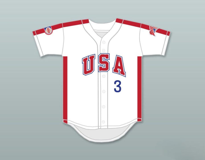 Camiseta de béisbol blanca con botones de equipo de EE. UU. FLAVIO ALFARO 3 1984, con cualquier nombre y número personalizados, con costuras superiores S-6XL