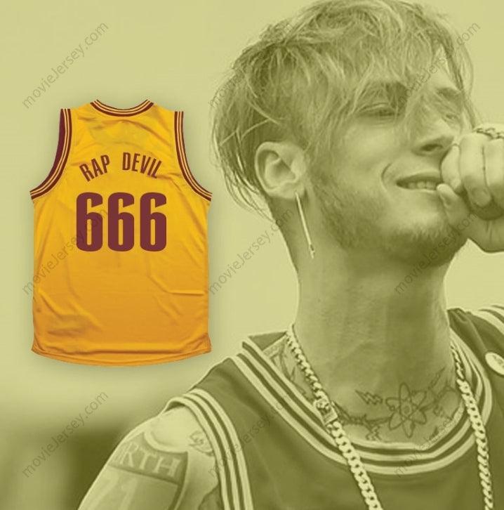 CUSTOM ANY Name Number MGK 666 RAP DEVIL YELLOW BASKETBALL JERSEY Top Stitched S-6XL